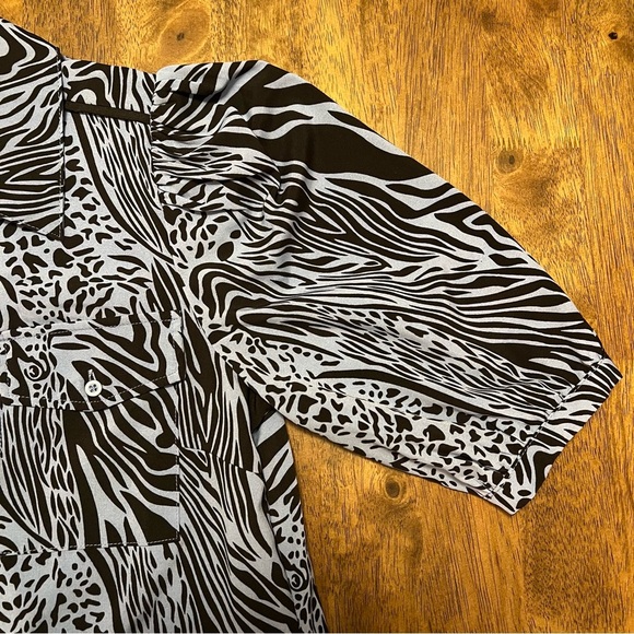 NWT Sugar + Lips Zebra Print Button-Up Collared Shirt Midi Dress Size Small - Picture 5 of 12